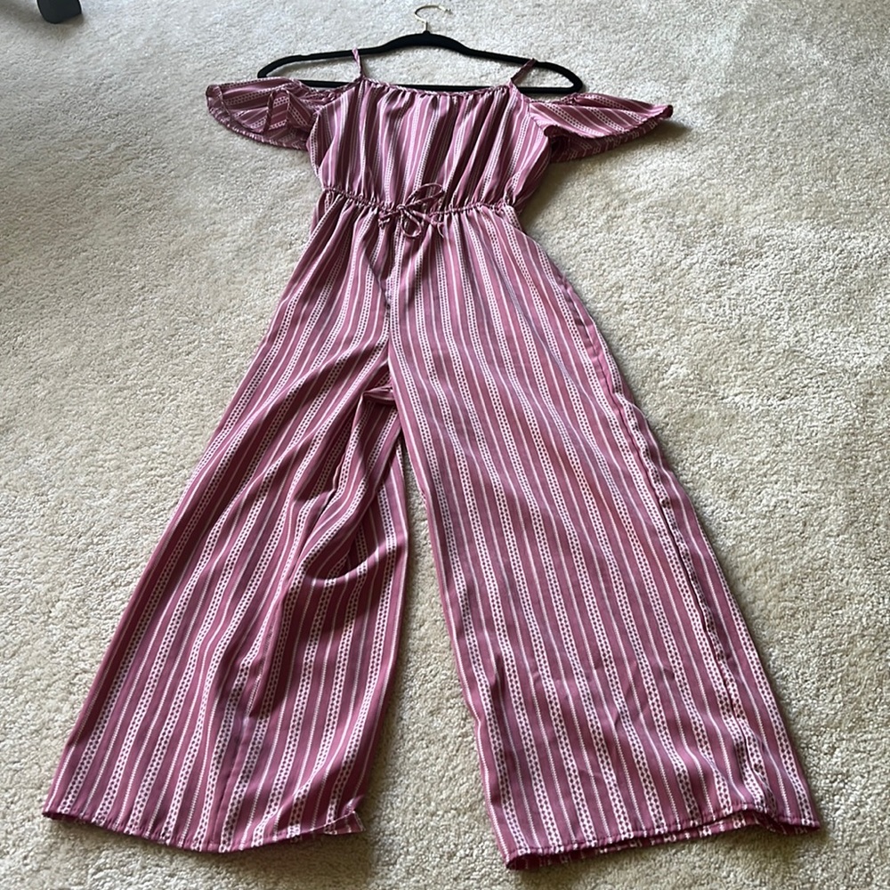 Pink Striped Kids Jumpsuit